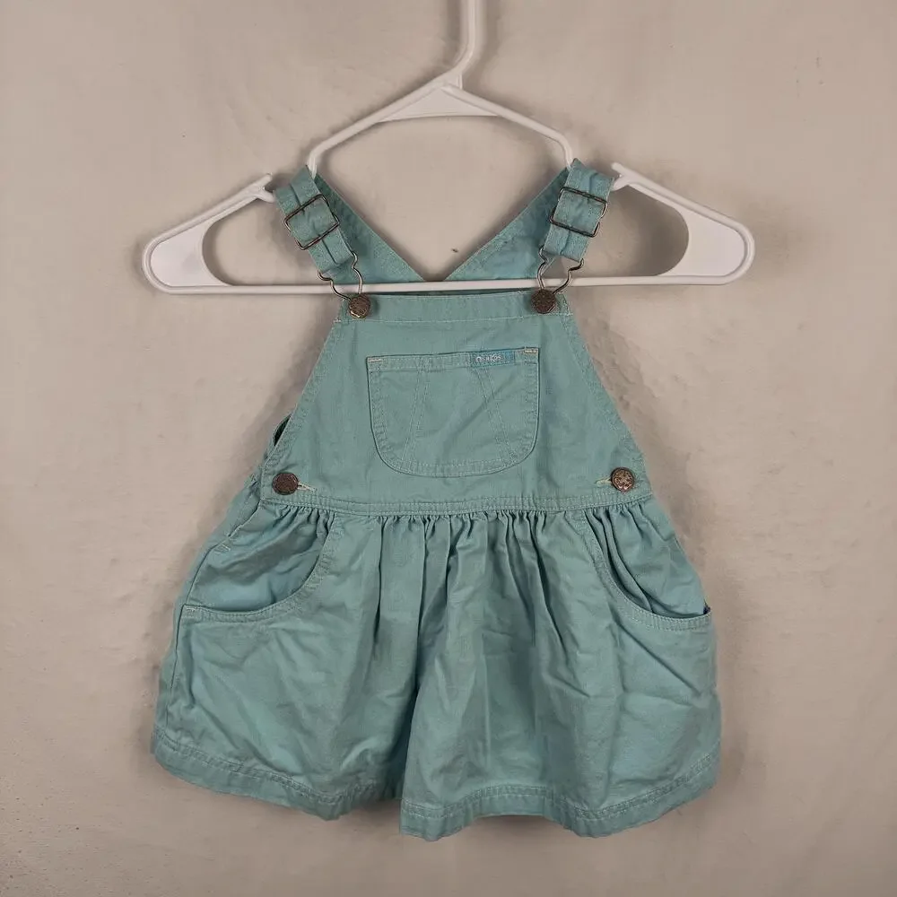 OshKosh B'gosh Dress Girls 3T Blue Overall Jumper Pockets Cotton Casual Play